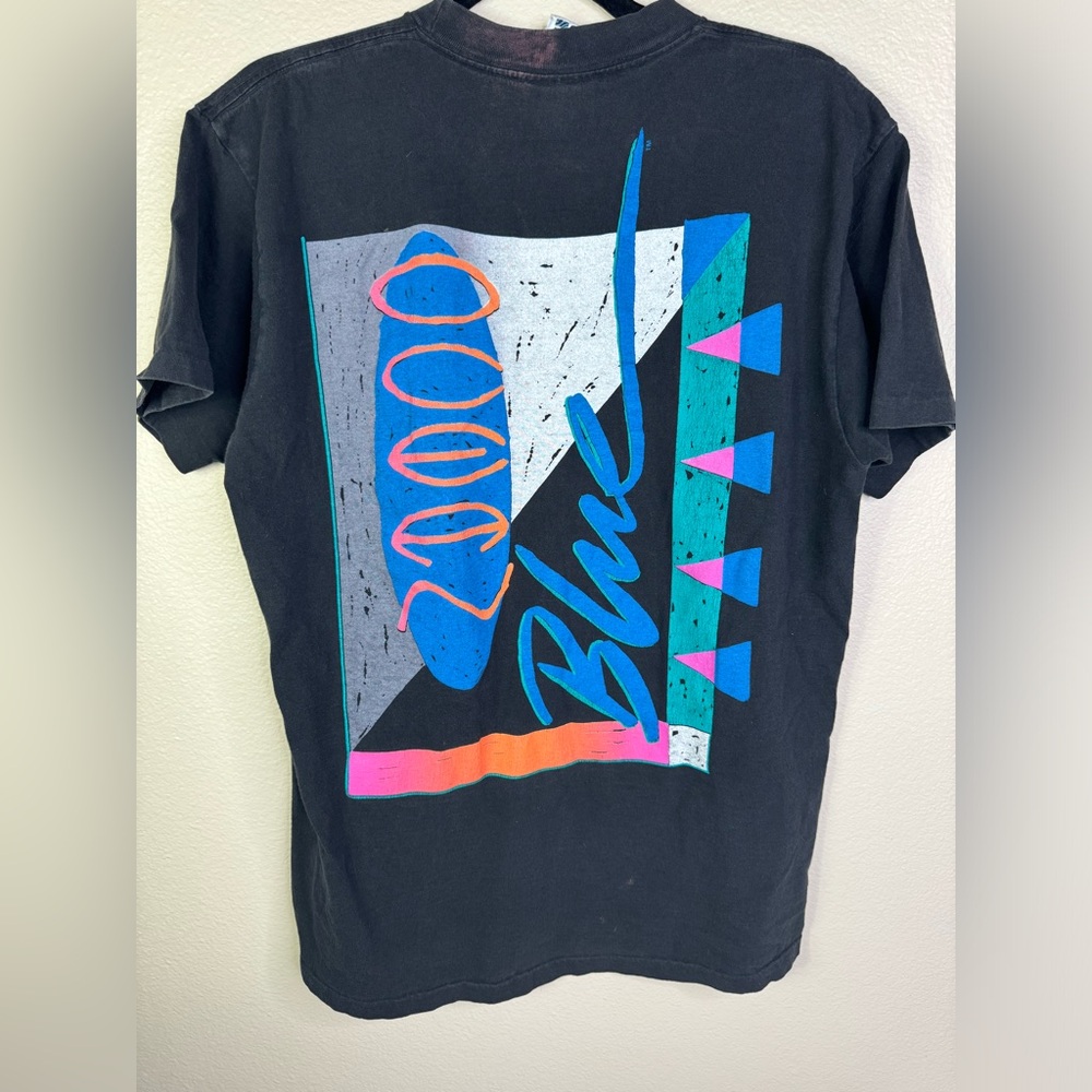 Ocean Blue Full Graphic Single Stitch T Shirt Unisex Vintage 80s Size XL